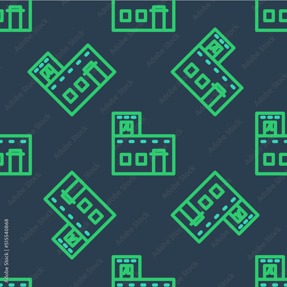 Line Traditional Mexican house icon isolated seamless pattern on blue background. Vector Line Traditional Mexican house icon isolated seamless pattern on blue background. Vector