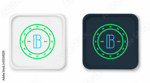 Line Cryptocurrency coin Bitcoin icon isolated on white background. Physical bit coin. Blockchain based secure crypto currency. Colorful outline concept. Vector
