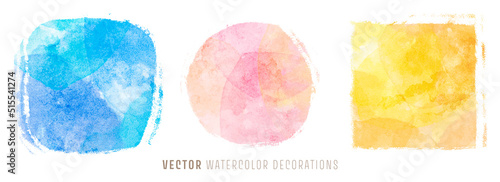 Watercolor decorations; background for title and logo 