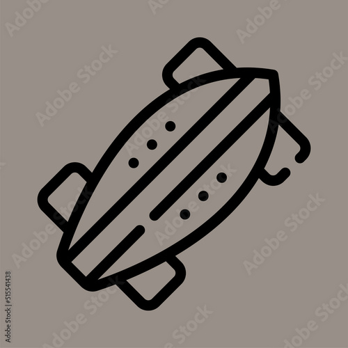 Icon, logo, vector illustration of a longboard isolated on gray background. suitable for sports, vehicles, patterns and logos.