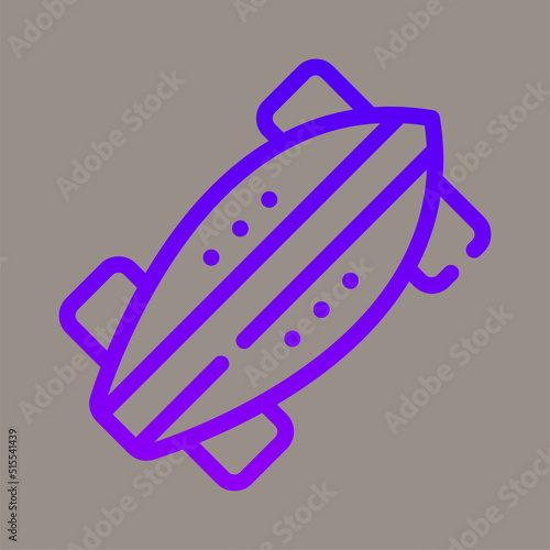 Icon, logo, vector illustration of a longboard isolated on gray background. suitable for sports, vehicles, patterns and logos.
