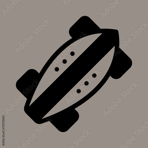 Icon, logo, vector illustration of a longboard isolated on gray background. suitable for sports, vehicles, patterns and logos.