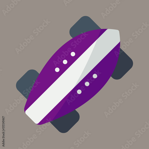 Icon, logo, vector illustration of a longboard isolated on gray background. suitable for sports, vehicles, patterns and logos.