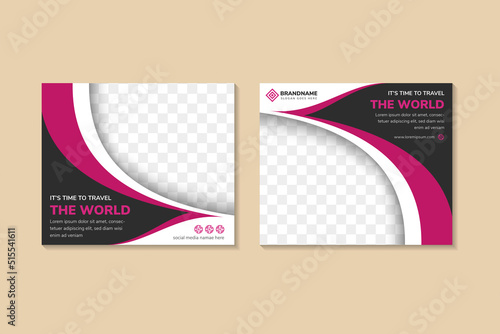 Travel tours the world banner template, horizontal advertising business banner layout template flat design set , clean abstract cover header background for website design. space for photo and text