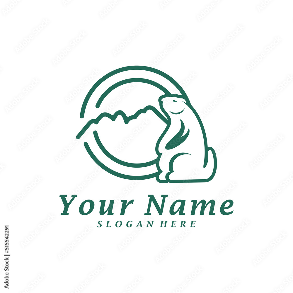 Guinea pig with Mountain Logo Design Template. Mountain with guinea pig logo concept vector. Creative Icon Symbol