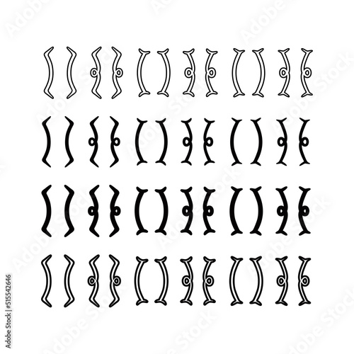Set of text brackets. Bracket icon. Quote box frame icon. Texting quotes and bracket boxes.