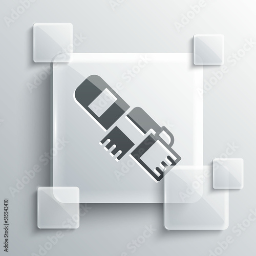 Grey Winter scarf icon isolated on grey background. Square glass panels. Vector
