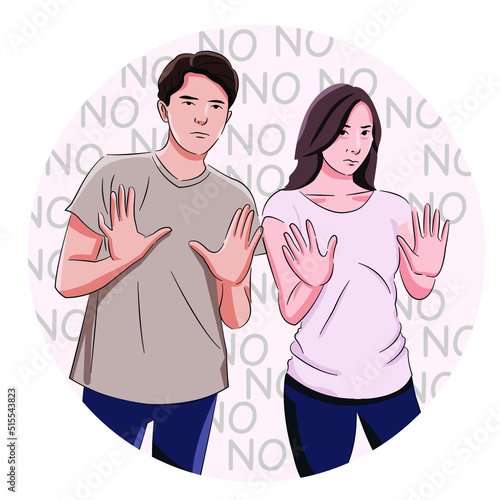 young couples say no rejection angry refusal