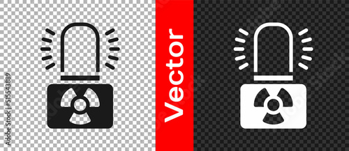 Black Radioactive warning lamp icon isolated on transparent background. Vector