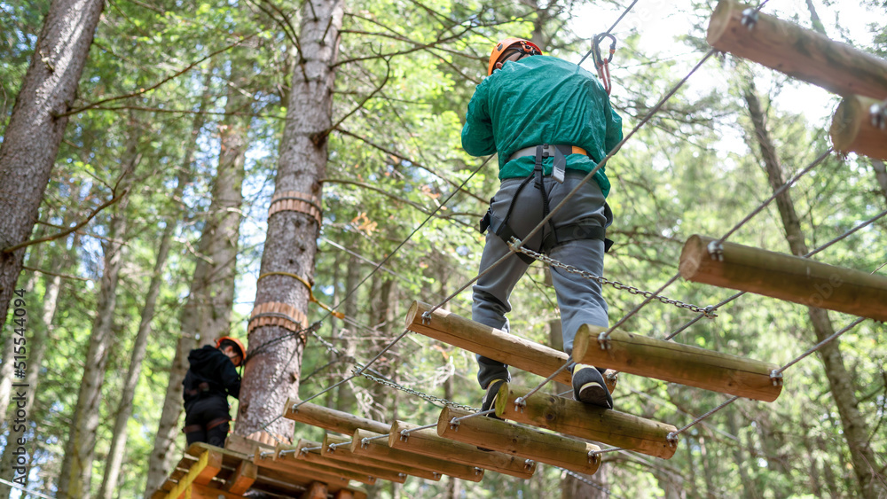 Climbing adventure park in the Carpathians in Romania Climbing adventure park in the Carpathians in Romania