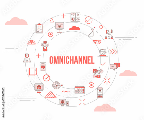 omnichannel concept with icon set template banner and circle round shape photo