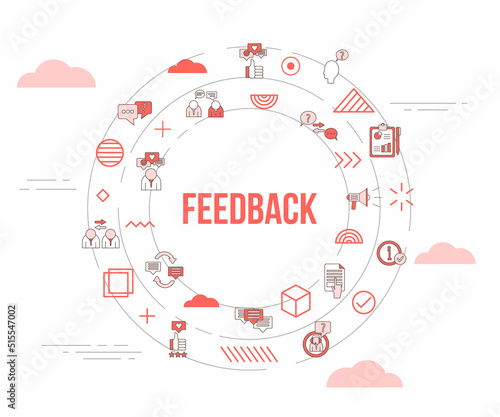 feedback concept with icon set template banner and circle round shape