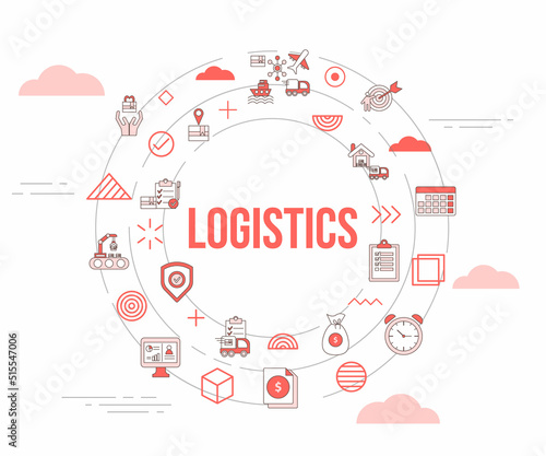 logistics concept with icon set template banner and circle round shape