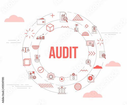 audit concept with icon set template banner and circle round shape