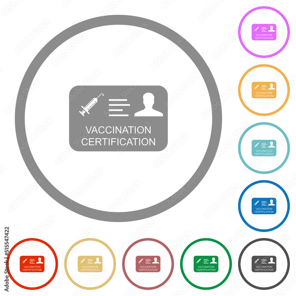 Vaccination certification flat icons with outlines Vaccination certification flat icons with outlines