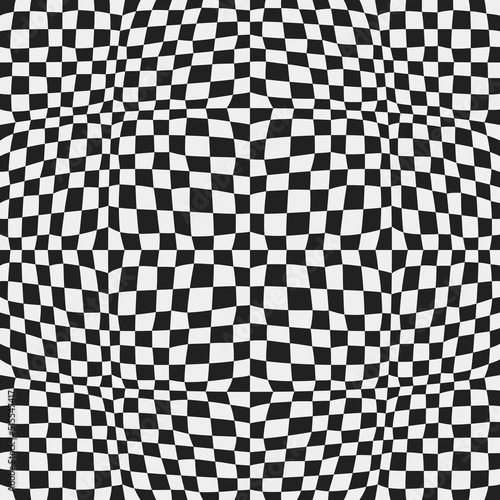 Optical checkerboard pattern. Vector for print and design. Slightly raised black and white checkerboard pattern. Vector and seamless black and white tile pattern.