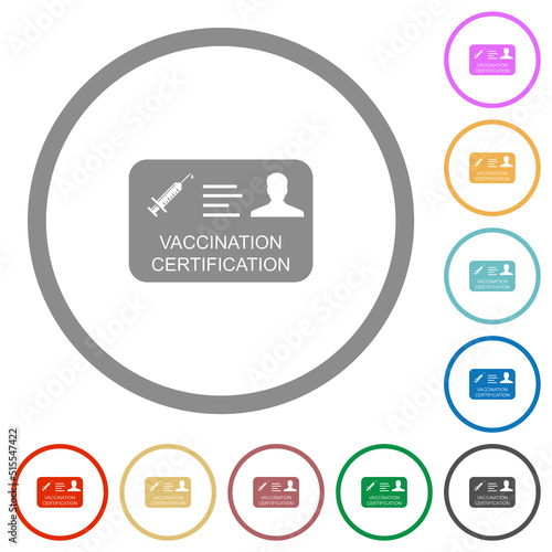 Vaccination certification flat icons with outlines
