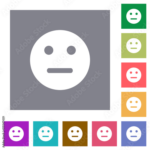 Neutral emoticon solid square flat icons