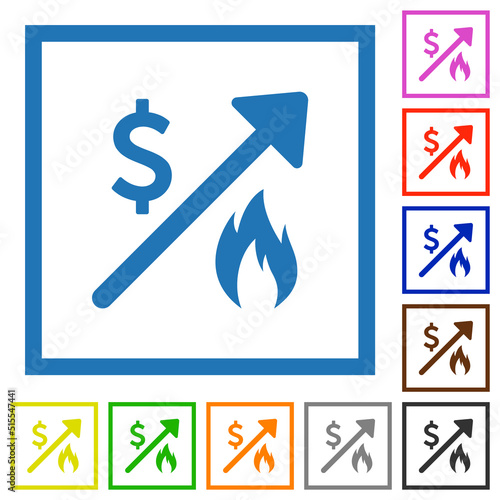 Rising gas energy american dollar prices flat framed icons