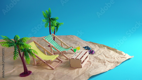 Beach chairs and cocktails on the beach