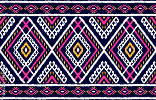 Beautiful carpet ikat art. Geometric ethnic seamless pattern in tribal. American, Mexican style. Design for background, wallpaper, illustration, fabric, clothing, carpet, textile, batik, embroidery.