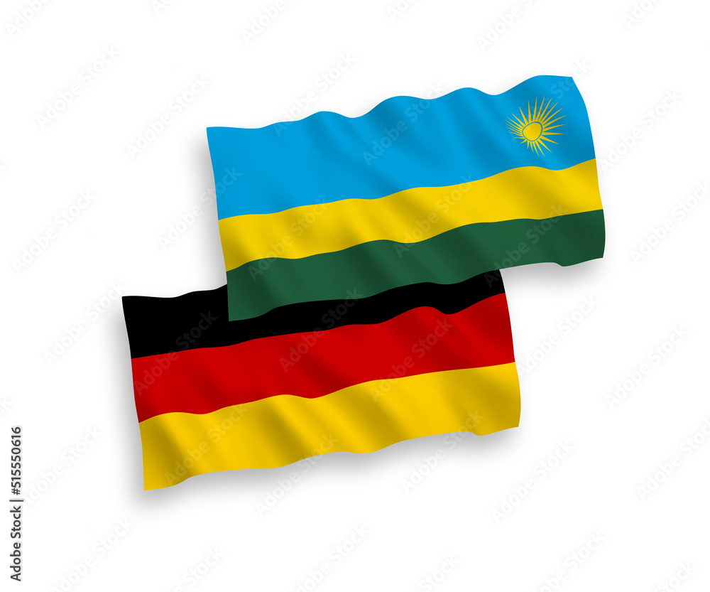 Flags of Republic of Rwanda and Germany on a white background Flags of Republic of Rwanda and Germany on a white background