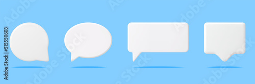 3D White Blank Speech Bubbles Set Isolated.