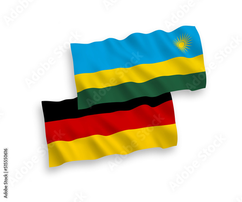 Flags of Republic of Rwanda and Germany on a white background