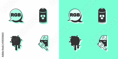 Set Car painting, RGB, Paint spray and can icon. Vector