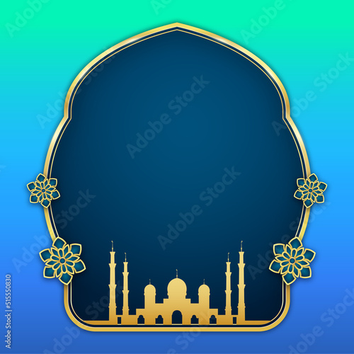 Islamic badge with mosque decoration