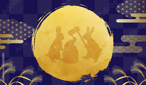 お月見のベクターイラスト背景(十五夜,art,holiday,event,japanese,japan,moon,full moon)