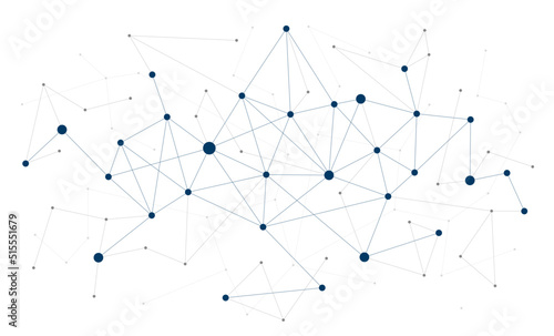 Technology science information connected dots and lines background template. Network blockchain linked global digital database graphic vector