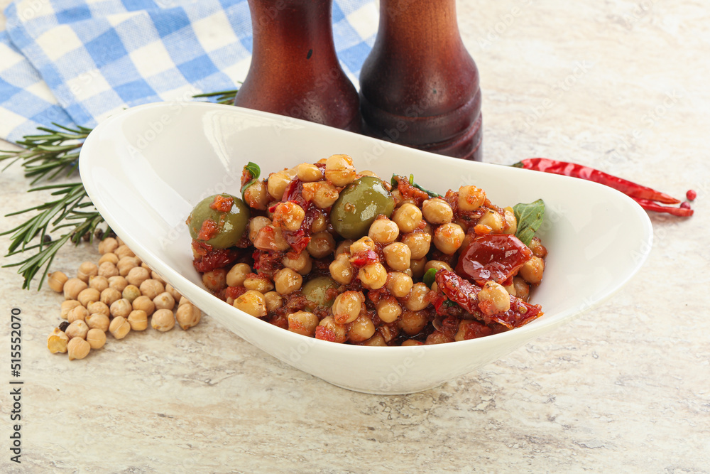 Chickpea beans with dry tomato and olives Chickpea beans with dry tomato and olives