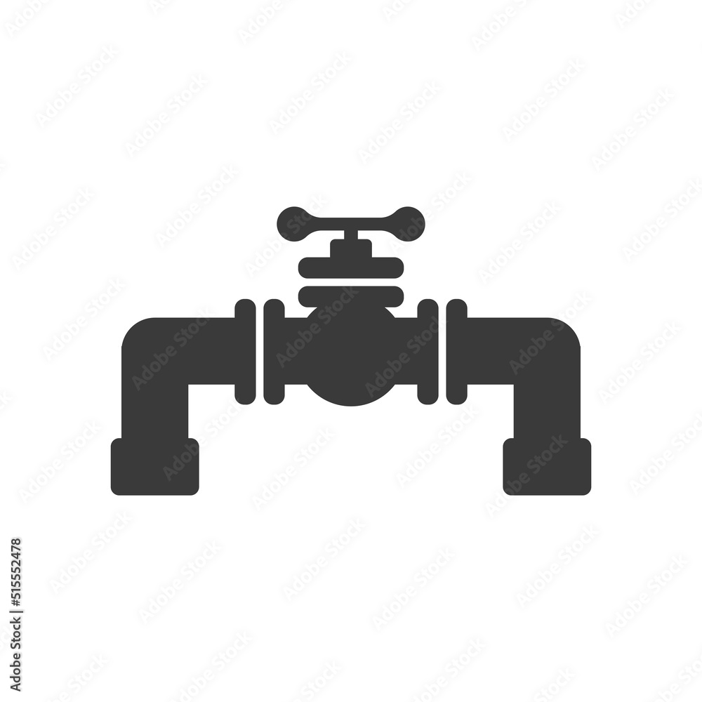 Pipeline with valve glyph icon isolated on white background.Vector illustration. Pipeline with valve glyph icon isolated on white background.Vector illustration.