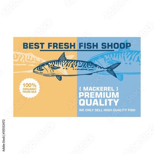 mackerel fresh seafood shoop logo, silhouette of great marine product vector illustrations