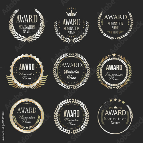 Collection of golden laurel wreaths award nominations