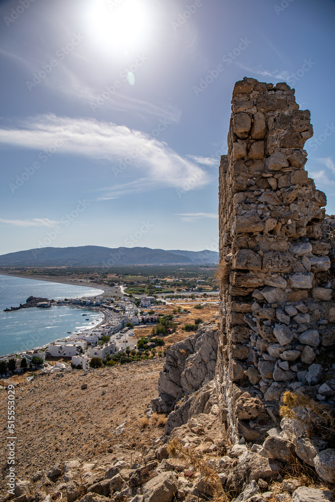 Ruined Feraklos castle overlooking Charaki, Rhodes 