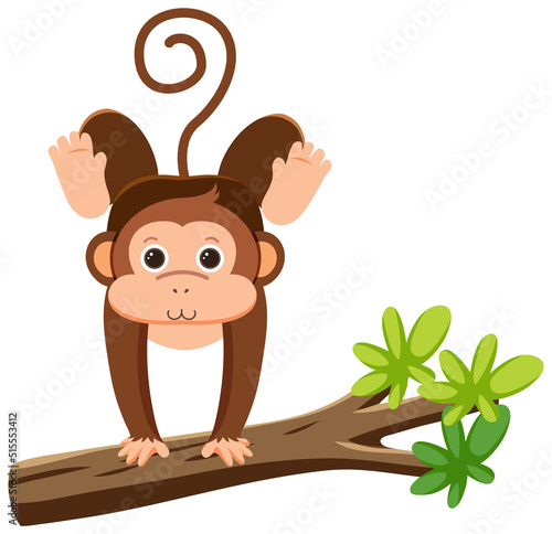 Cute monkey in flat style isolated