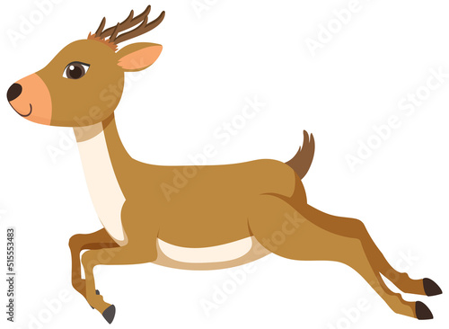 Cute deer in flat cartoon style