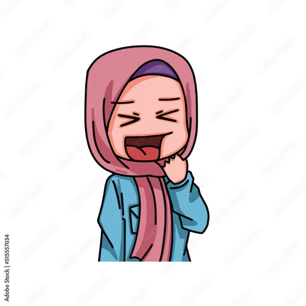 Illustration of female character wearing hijab Illustration of female character wearing hijab