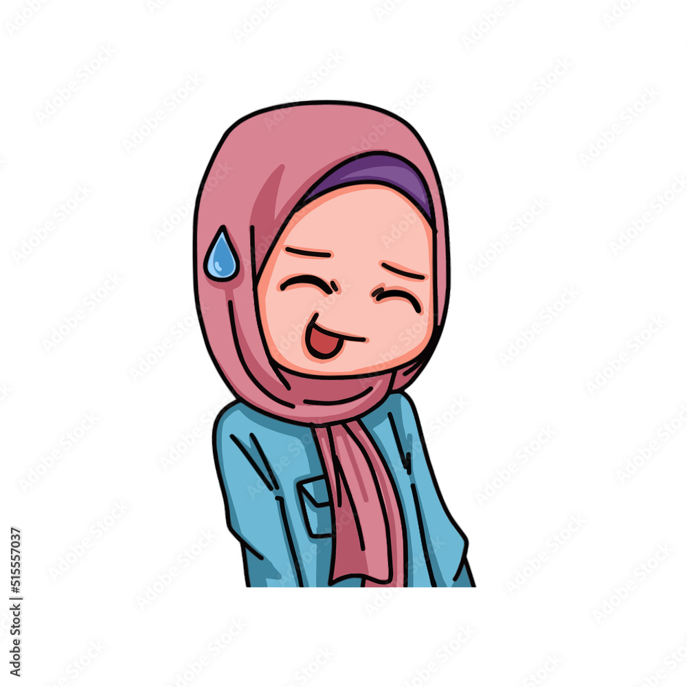 Illustration of female character wearing hijab Illustration of female character wearing hijab