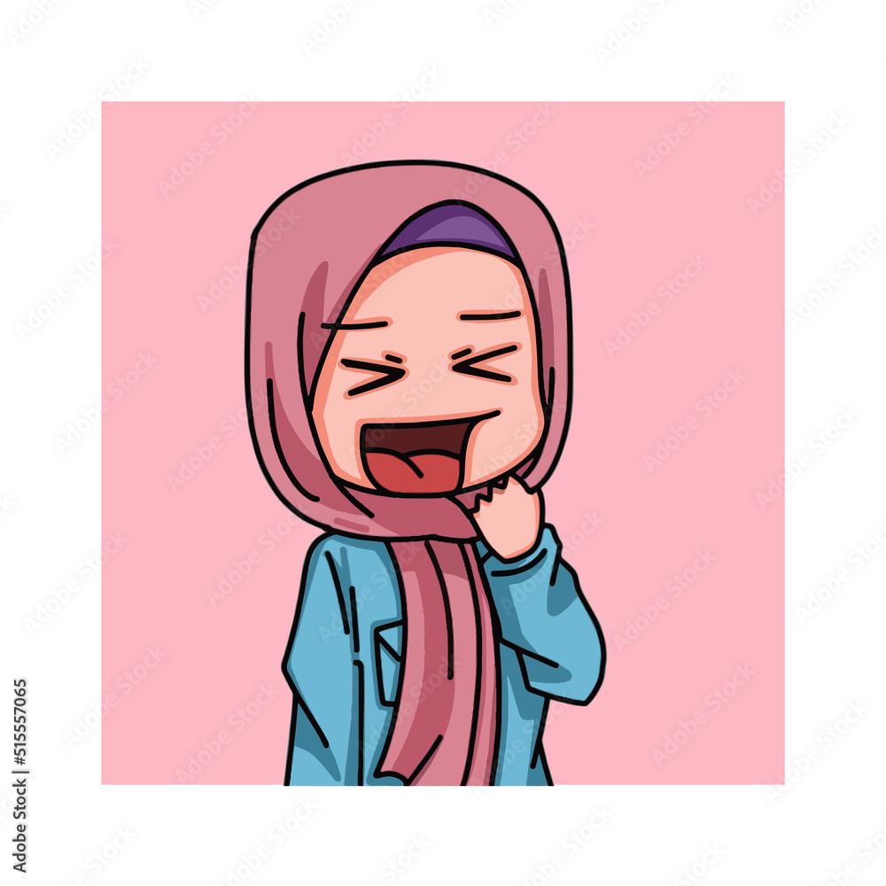 Illustration of female character wearing hijab Illustration of female character wearing hijab