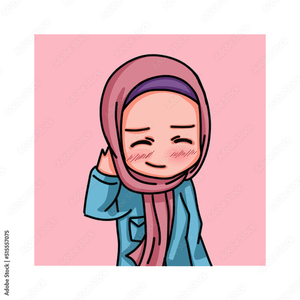 Illustration of female character wearing hijab Illustration of female character wearing hijab