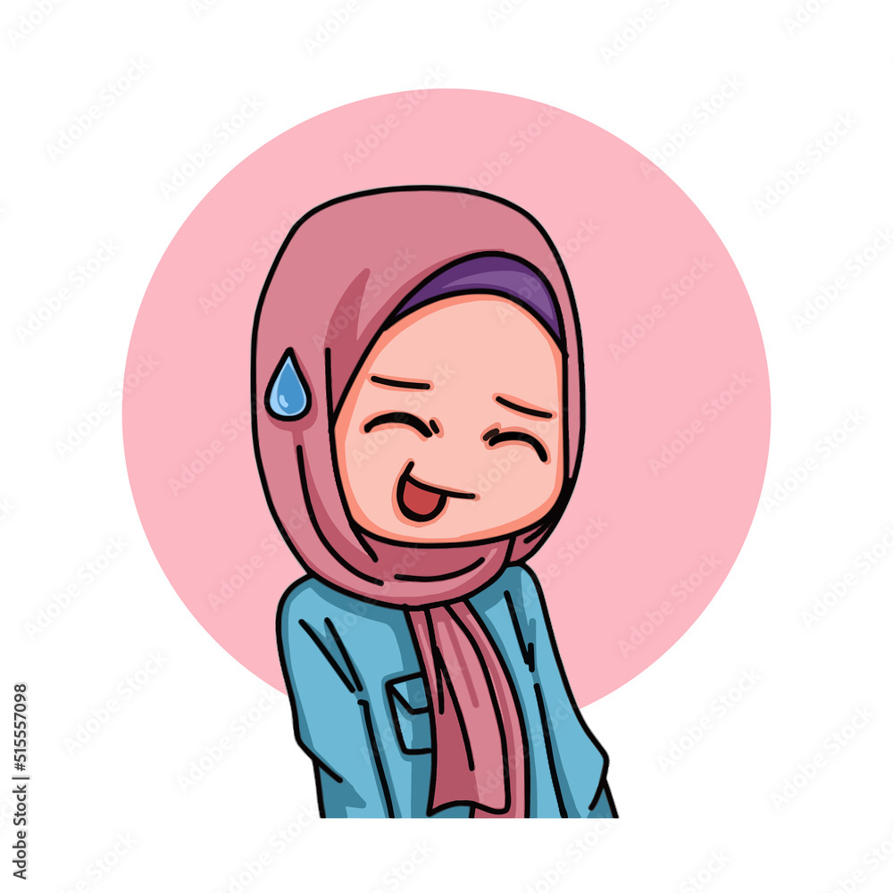 Illustration of female character wearing hijab Illustration of female character wearing hijab