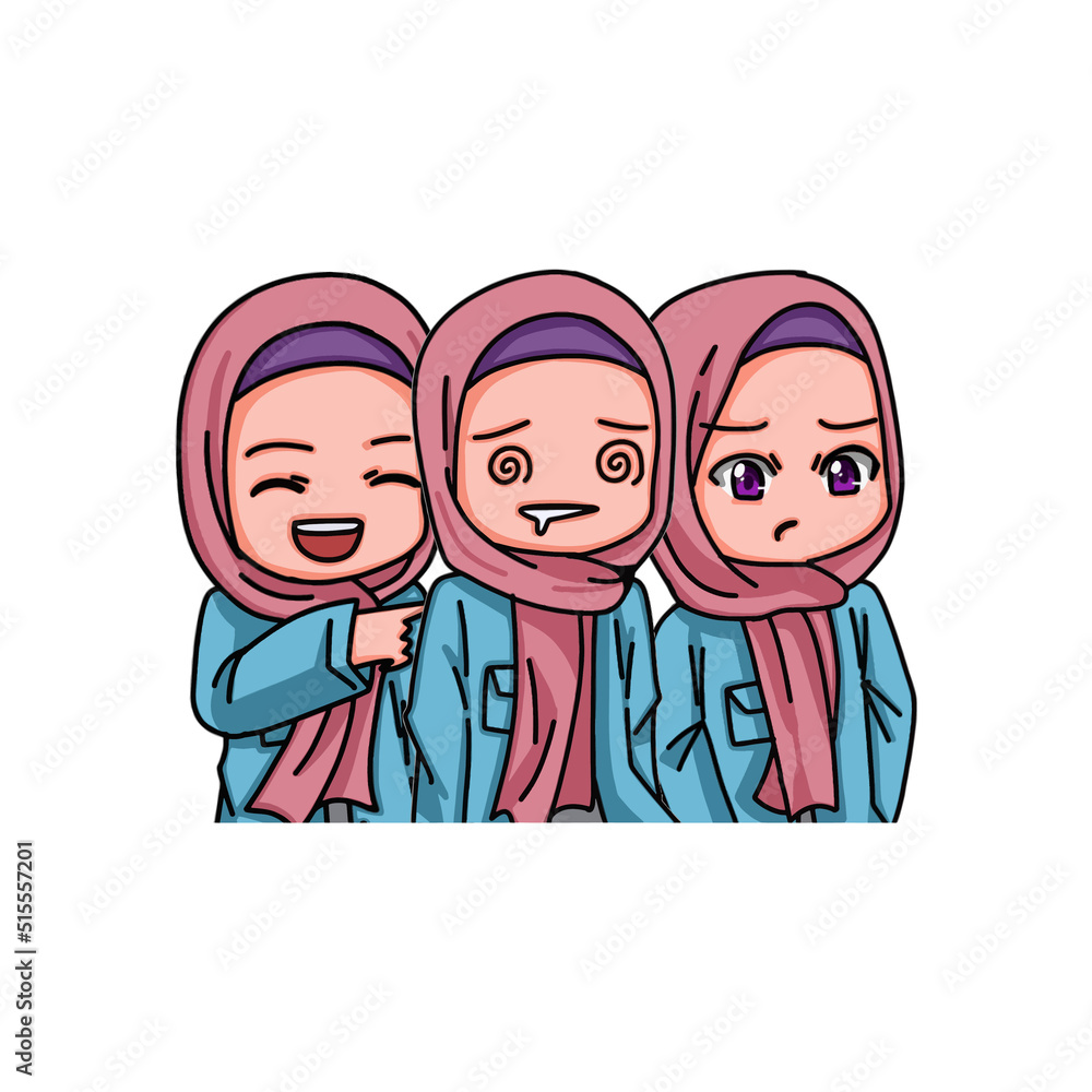 Illustration of female character wearing hijab Illustration of female character wearing hijab