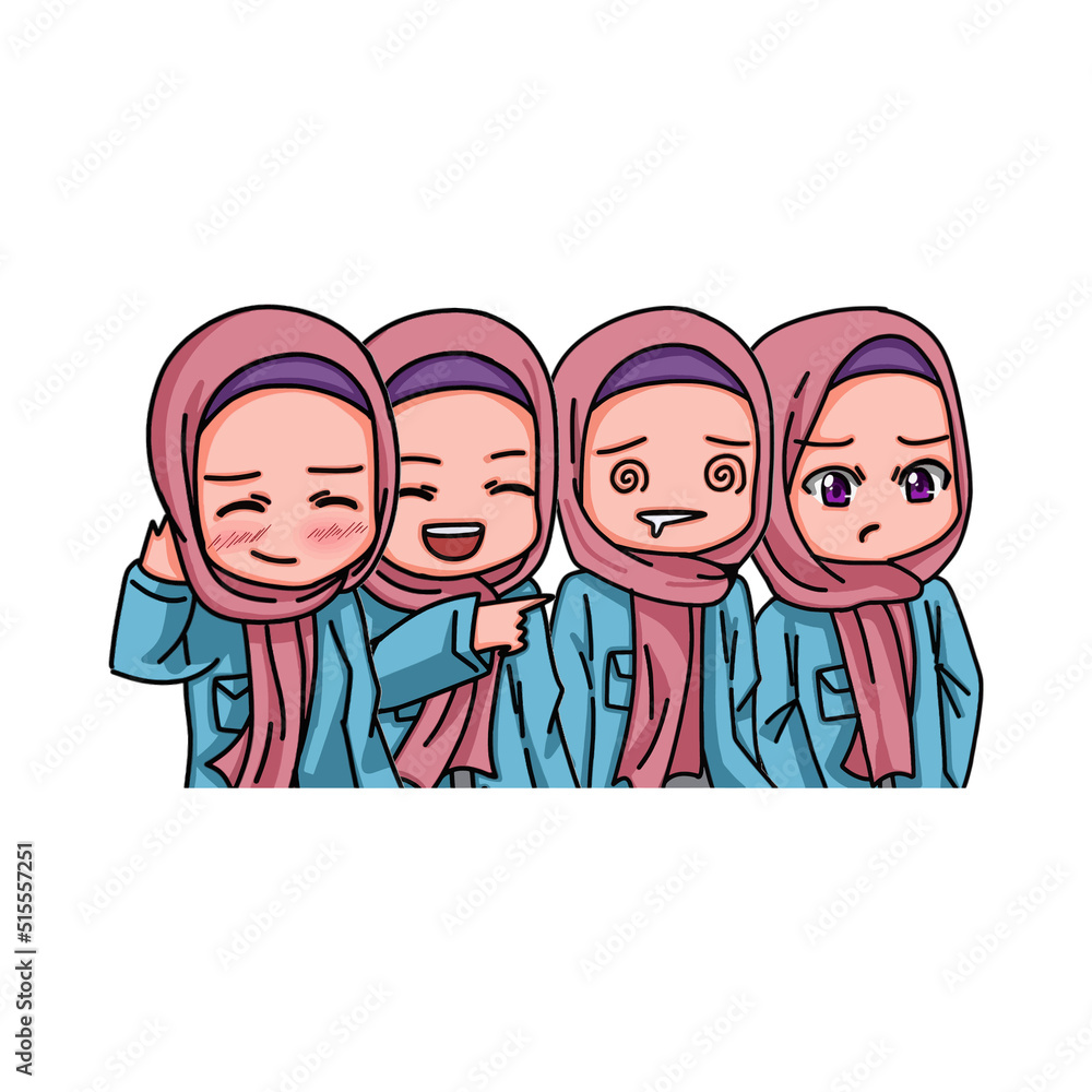 Illustration of female character wearing hijab Illustration of female character wearing hijab