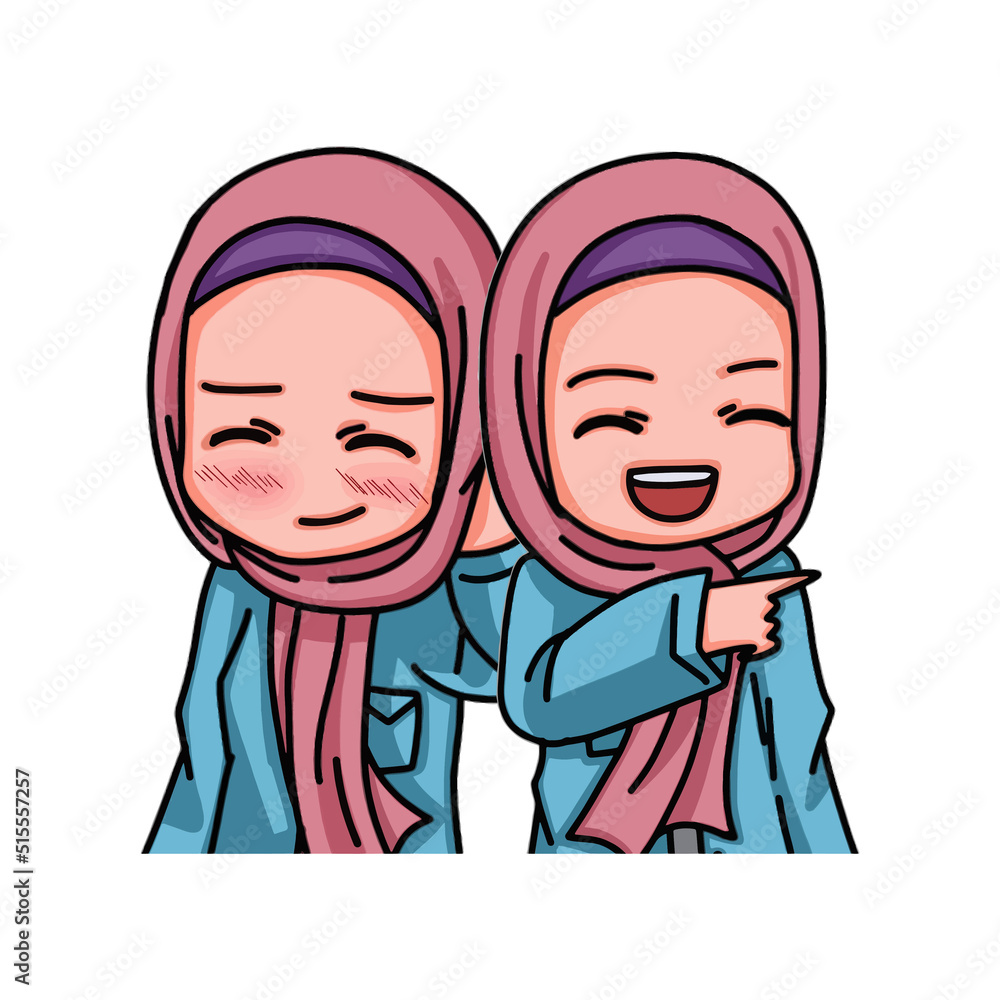 Fototapeta premium Illustration of female character wearing hijab