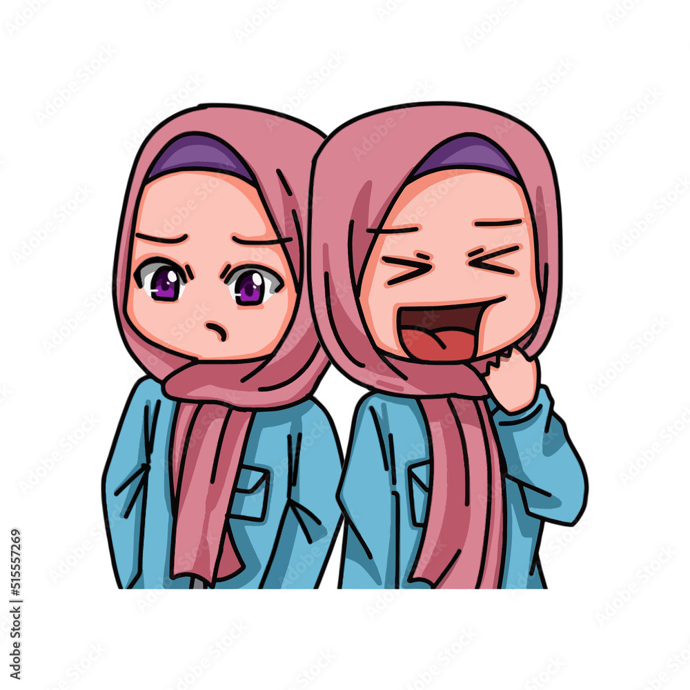 Illustration of female character wearing hijab Illustration of female character wearing hijab