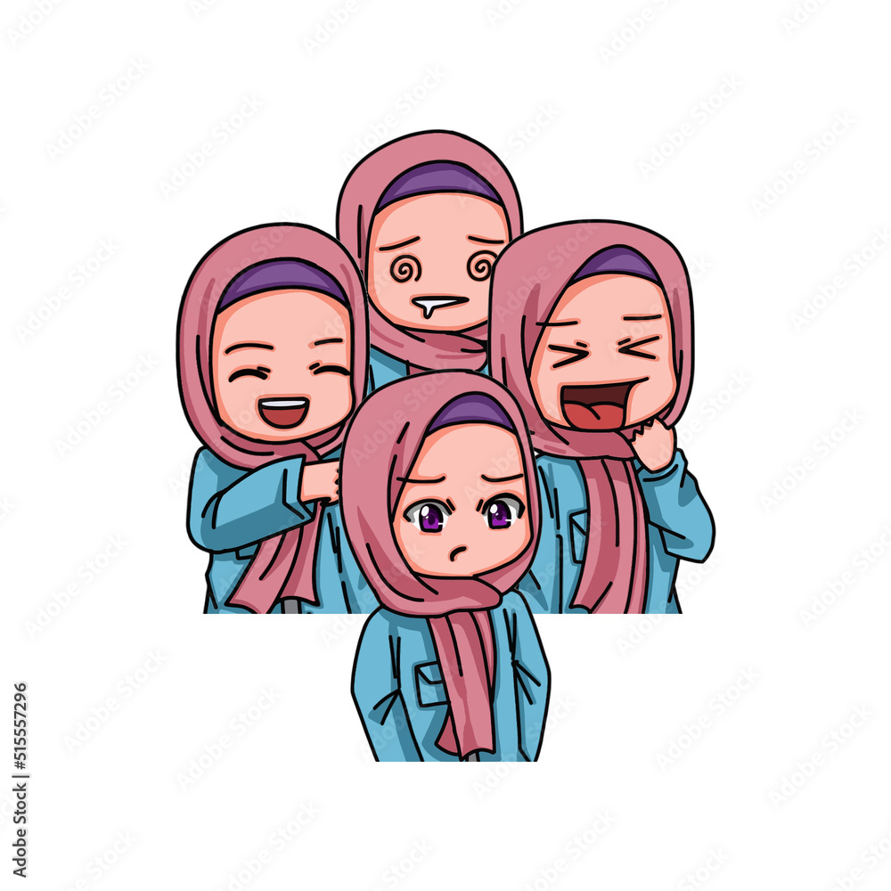 Illustration of female character wearing hijab