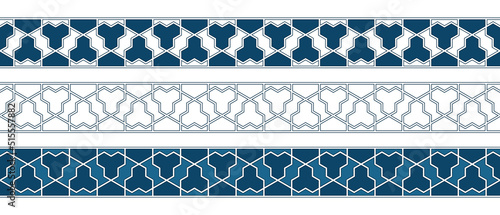 Set of borders of Islamic pattern for Ramadan greetings cards and templates. Vector illustration.